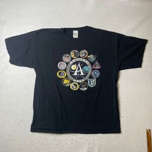 NASA Apollo San Diego Air & Space Museum T-Shirt Black Mens XL Mission Patches